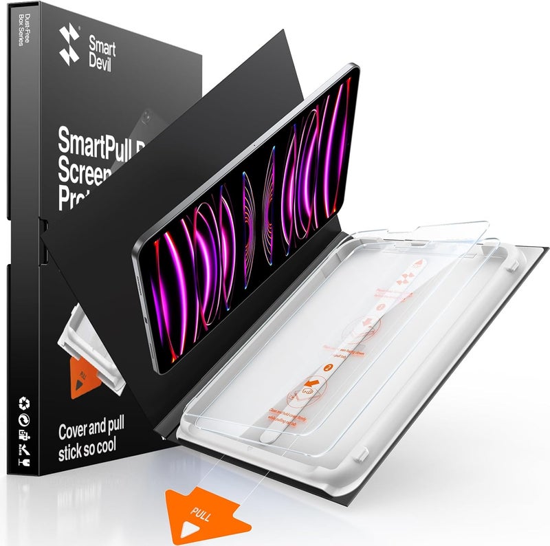 SmartDevil Screen Protector for iPad with Easy Installation Frame, 9H Clear Tempered Glass Film, Anti-Shatter, Bubble Free, Dust-Free Box, 2 Pack (Pro 12.9" (2018-2022)) - Image 1